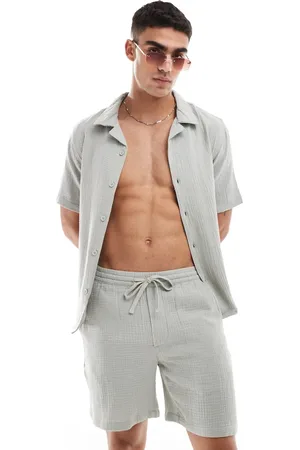 Only & Sons Pull-on cheesecloth shorts in light sage - part of a set