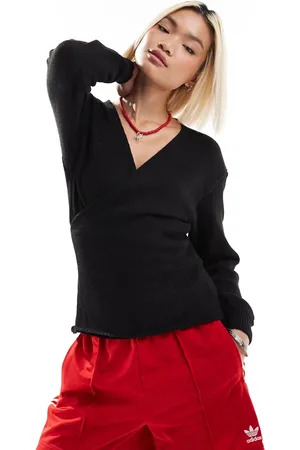 Glamorous Wrap front sweater in black knit