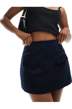 ASOS Pocket detail cord skirt in navy