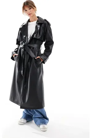 ASOS Leather look trench coat in