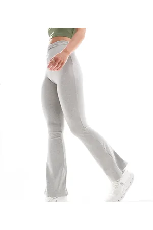 ASOS Petite ruched front high waist slim kick flare leggings in heather