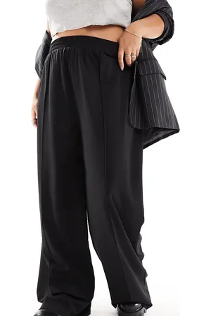 ASOS ASOS DESIGN Curve pull on slub wide leg pants in