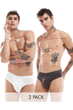 ASOS 2 pack jersey briefs in white and brown