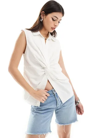 French Connection Aoife linen mix twist shirt in