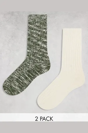 ASOS 2 pack twist sock in ecru and green