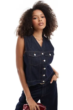 ASOS Denim boxy western vest in indigo