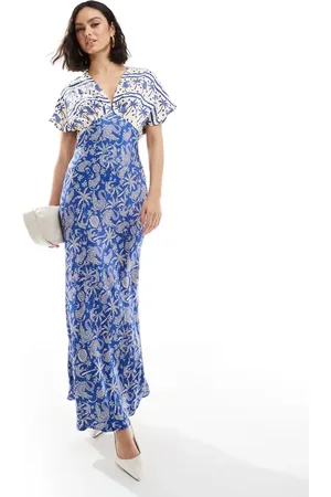Never Fully Dressed Elodie contrast print maxi dress in