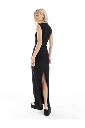 Weekday Inez slim fit maxi dress with back slit in
