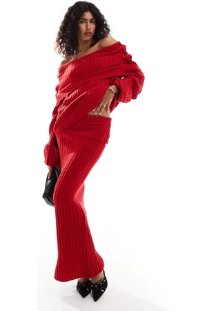 SNDYS Rib knit fold-over maxi skirt in - part of a set