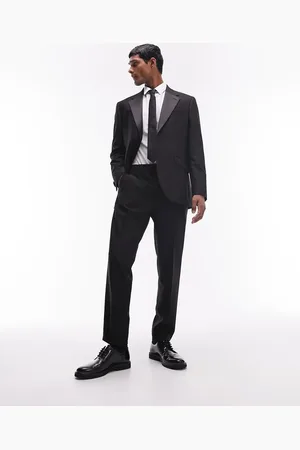Topman Slim tux suit pants with tonal sateen side stripe in