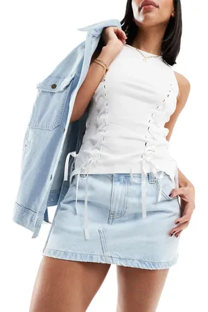Dr Denim Tiggy low waist mini skirt in stream superlight retro wash