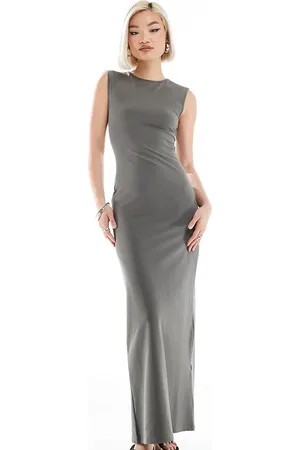Weekday Inez slim fit maxi dress with back slit in - Exclusive to ASOS