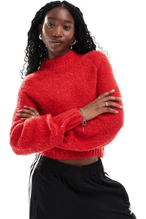 Glamorous Chunky knit boxy crop sweater in red
