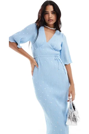 Never Fully Dressed Emma metallic plisse midaxi dress in
