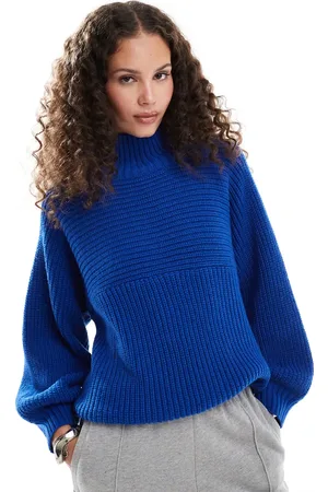 Monki Libby high neck knitted rib sweater in