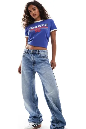 Stradivarius Petite STR straight leg jean in medium wash