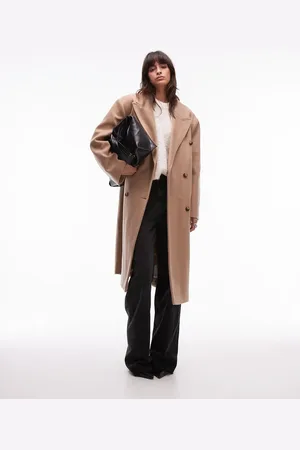 Topshop Double breasted coat in camel