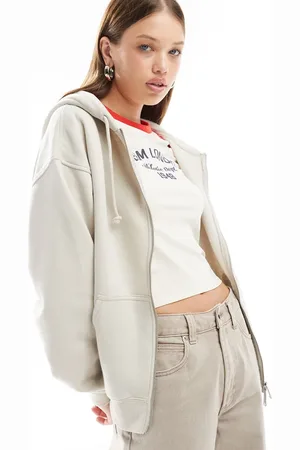 Cotton On Cotton On boxy fit zip up hoodie in bone