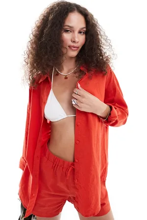 Monki Long sleeve linen blend oversized shirt in - part of a set