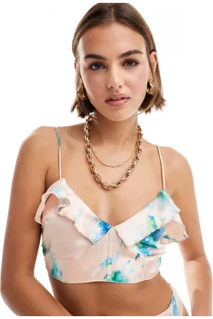 ASOS Satin crop top in marble print - part of a set