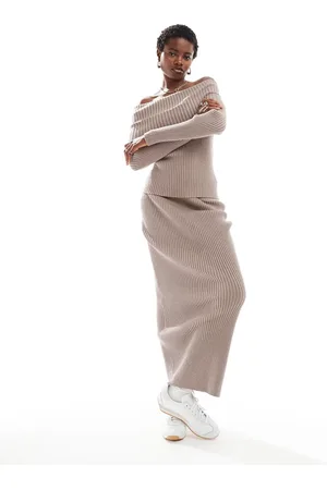 Glamorous Classic knit maxi skirt in taupe - part of a set