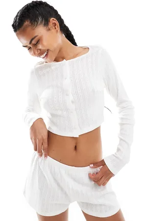 Monki Cropped button up cotton cardigan in - part of a set