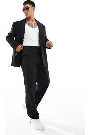 ASOS Techy wide leg suit pants in with toggle hem