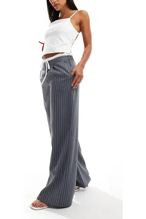 Extro & Vert Drawstring tailored pants in gray stripe