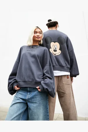 ASOS Disney unisex extreme oversized sweatshirt with Mickey Mouse print in charcoal
