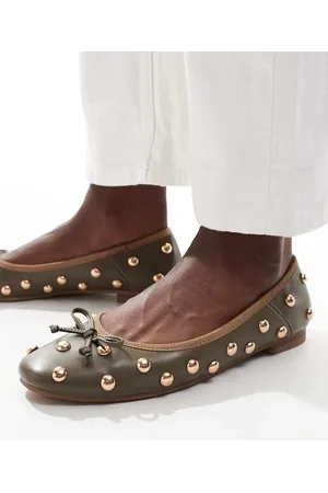 ASOS Lullaby studded ballet in olive