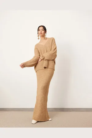 ASOS Knit maxi skirt in biscuit - part of a set