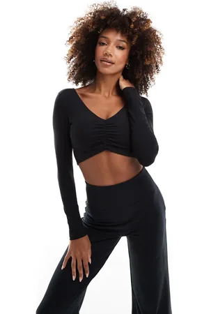 ASOS Ruched front long sleeve active top in