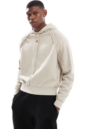 ASOS Oversized boxy fit hoodie with seam detail in washed beige