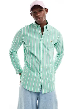 Ralph Lauren Icon logo stripe oxford shirt in /pink