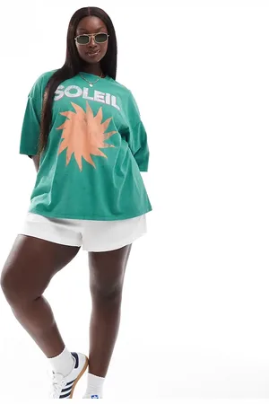 ASOS ASOS DESIGN Curve oversized T-shirt with soleil graphic in washed