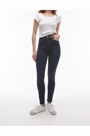 Topshop High rise Jamie jeans in blue black