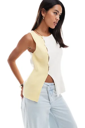 ASOS Knitted asymmetric vest in buttermilk