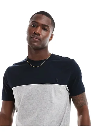 French Connection French Connection block piping t-shirt in navy & light heather gray
