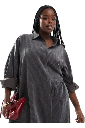 ASOS ASOS DESIGN Curve oversized variegated cord shirt in - part of a set