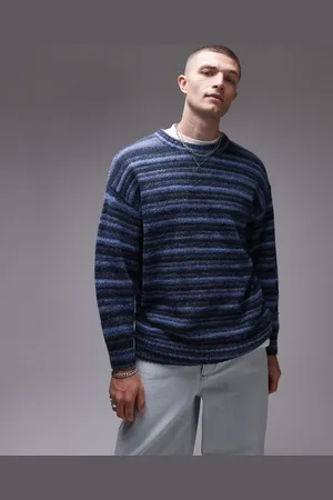 Topman Relaxed fit fluffy striped sweater in