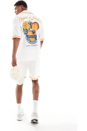 Liquor N Poker Revere collar shirt with fruit back print in - part of a set