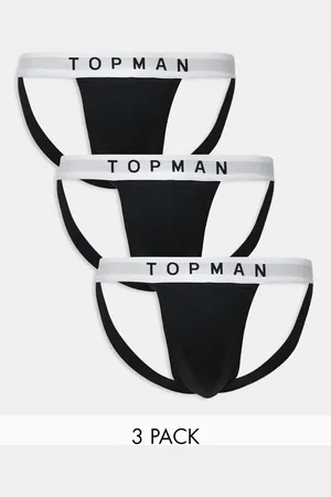 Topman 3 pack jocks in black with white waistbands