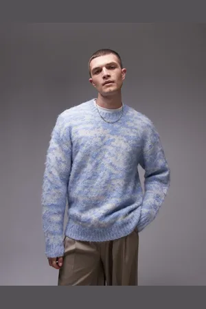 Topman Oversized brushed sweater in animal print