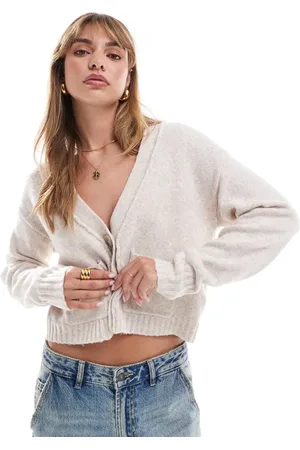 Miss Selfridge Seam detail boxy cardigan in oatmeal