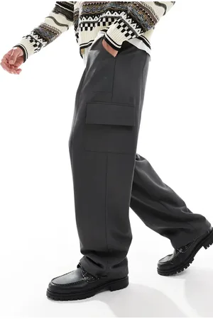 ASOS Smart wide leg cargo pants with toggle hem in