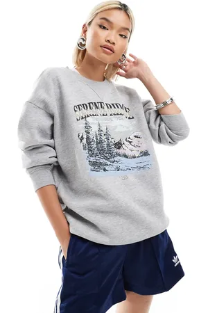 Daisy Street Oversized sweatshirt in heather with Serene Bridge graphic