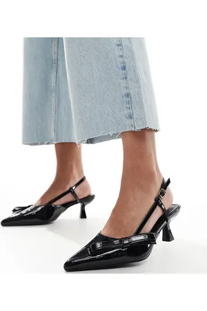 Glamorous Slingback kitten heeled shoes with bows in
