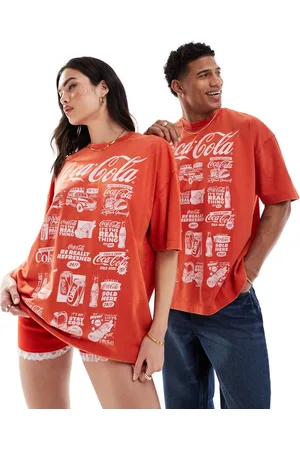 ASOS Unisex oversized licensed T-shirt with Coca-Cola graphic front print in washed