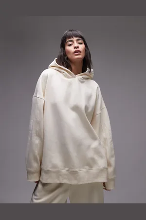 Topshop Premium oversized hoodie in ecru