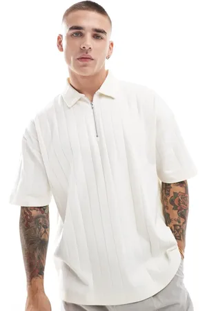 ASOS Oversized boxy polo with zip in cream